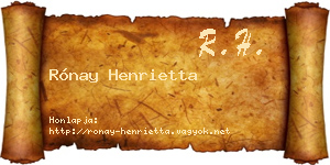 Rónay Henrietta névjegykártya